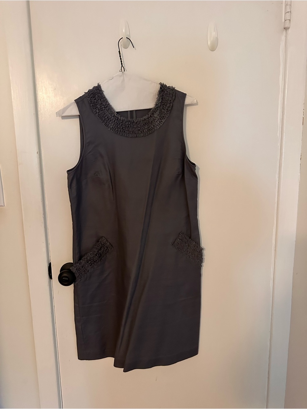 LOFT Sleeveless Gray Mini Dress with Textured Trim